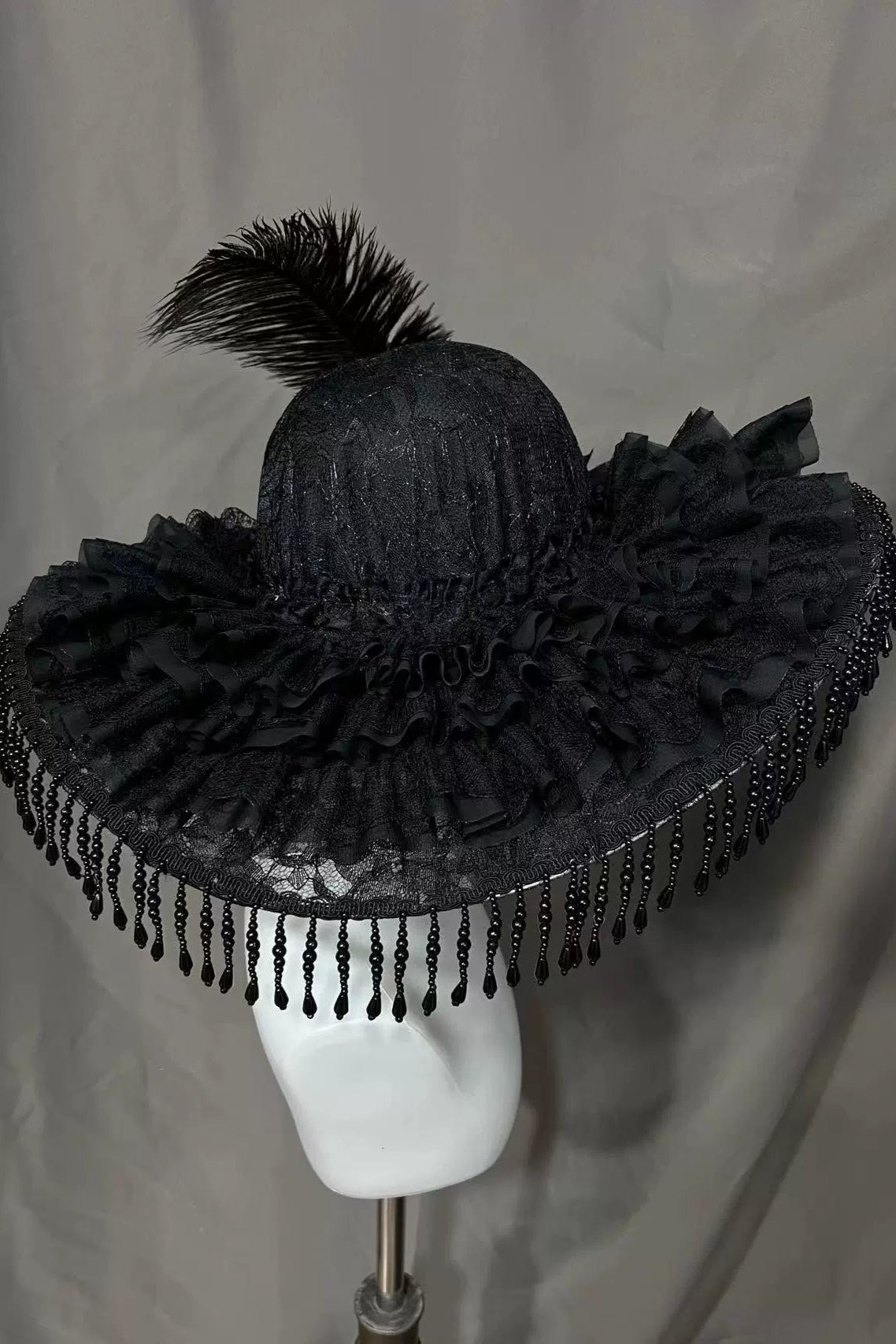 Spot Black Widow Hat Manor Mistress Gothic Hand Made Lolita Cap Lolita Cap Widow Cap Large Brim