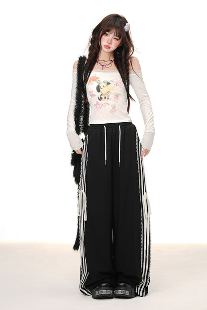 Tsubakino Lace Stripe Pants