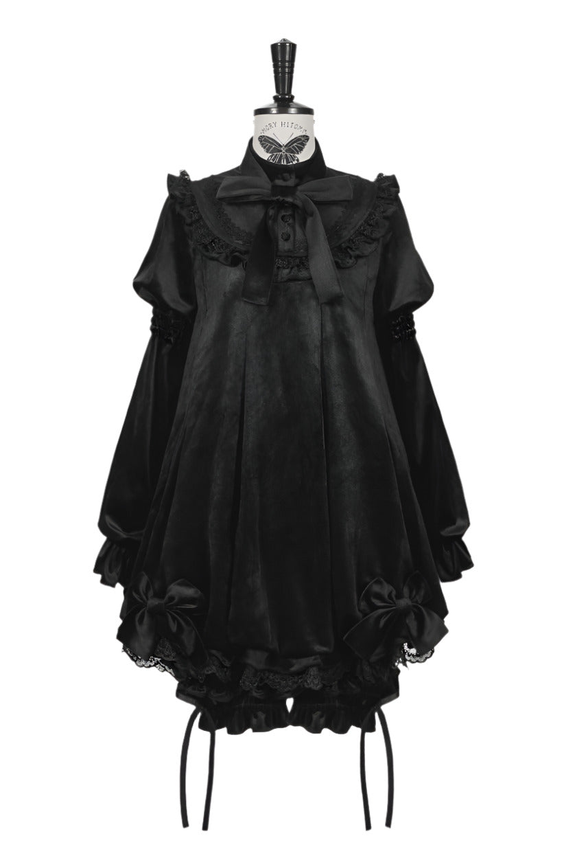 Valerie Dark Gothic Black Velvet Ribbon Dress Setup