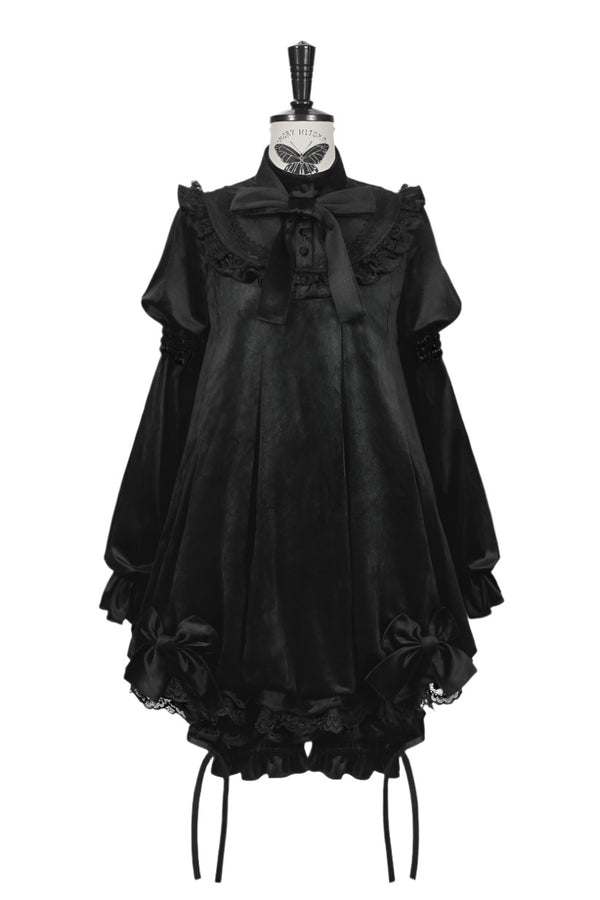 Conjunto de vestido de terciopelo negro gótico oscuro Valerie