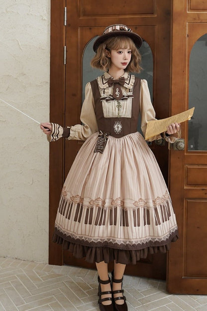 Elegant Classical Piano Print Lolita Dress + Setup + Accessories