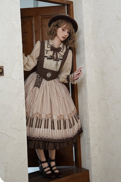 Elegant Classical Piano Print Lolita Dress + Setup + Accessories