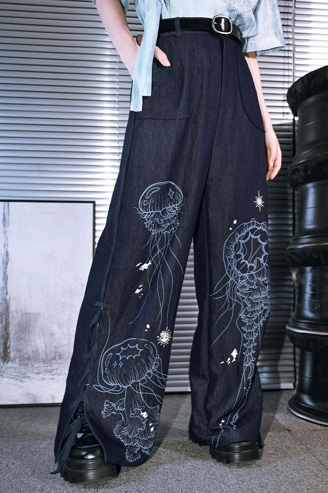 チャイナモードデザインワイドパンツ