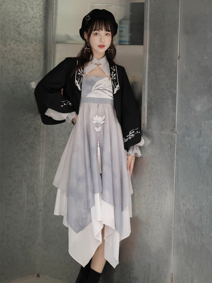 China Embroidery Irregular Dress + Jacket