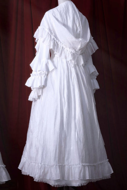 Witch-style hooded long-skirted cloak