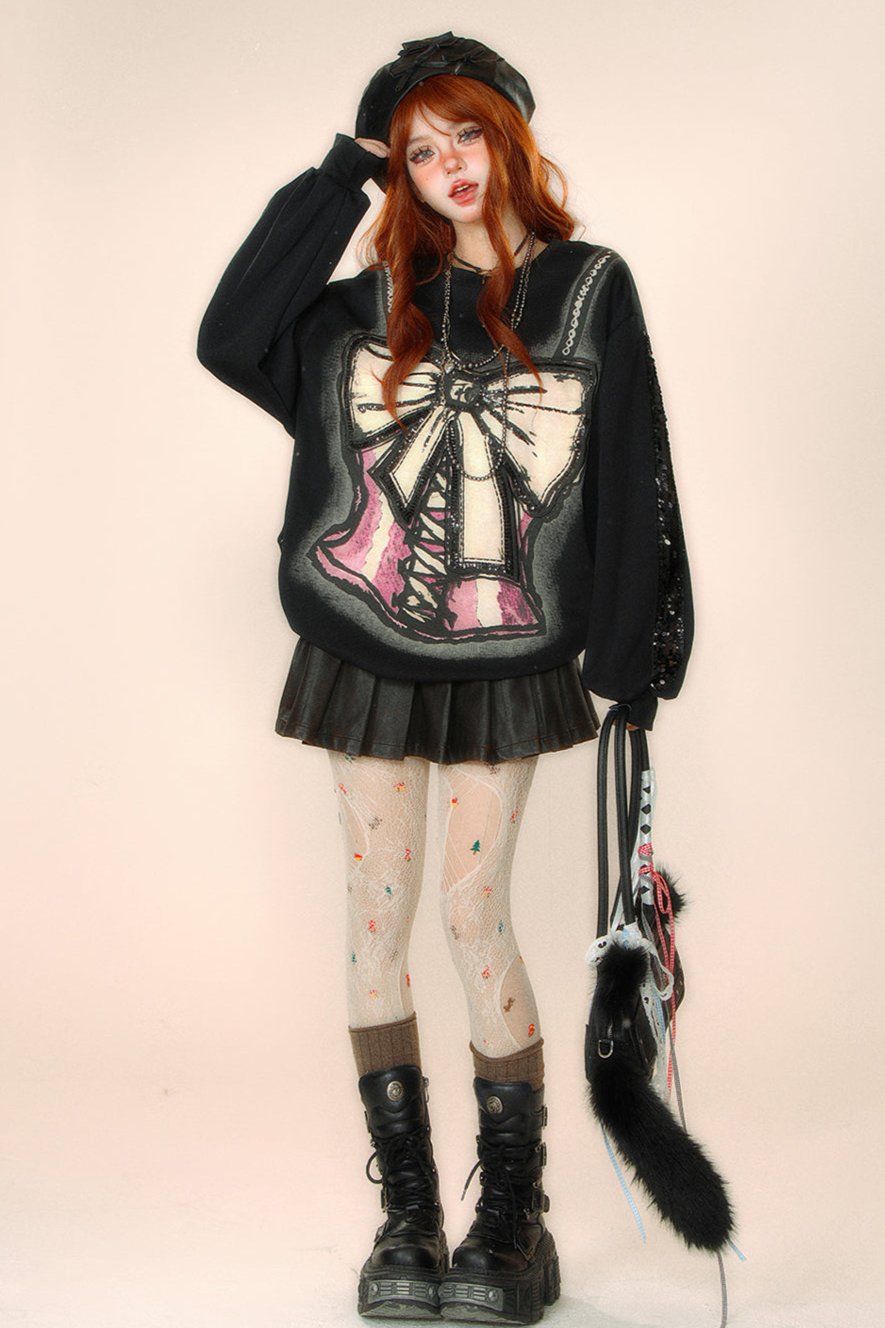 クールボウハンドペイントスウェット