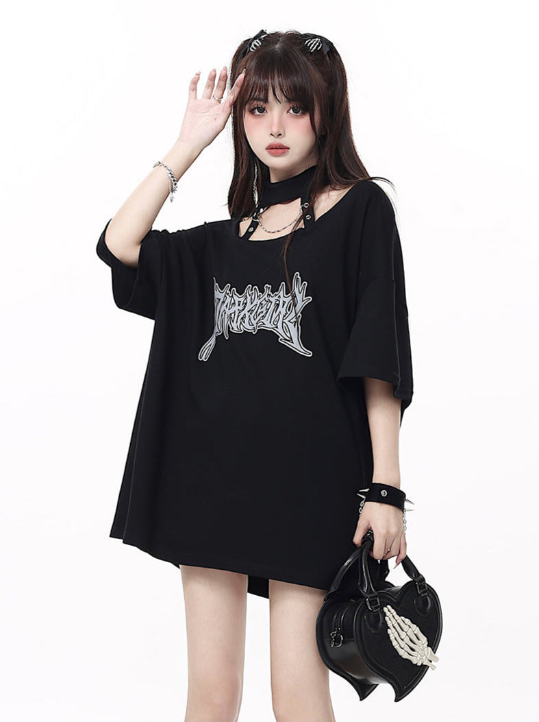 Choker Neck Gothic Loose Chain T-shirt