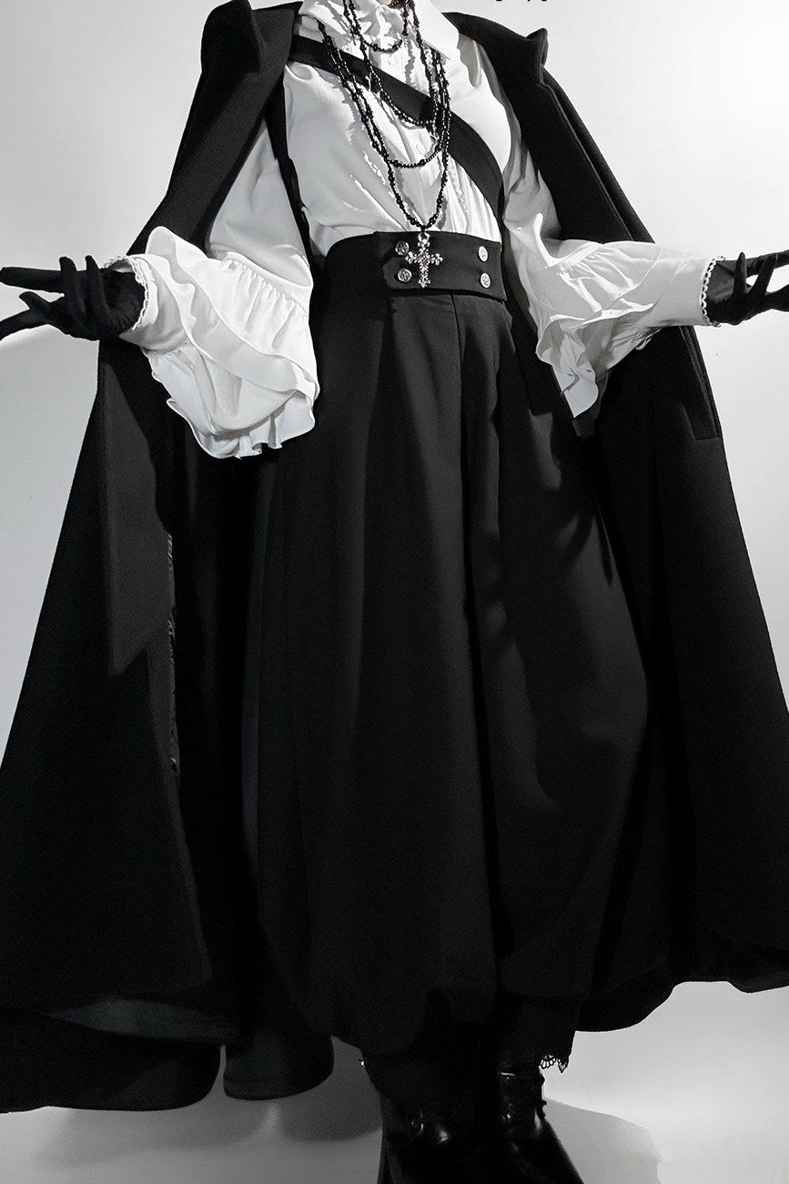 Elegant Oversized Cape Shirt and Trousers Set-Up