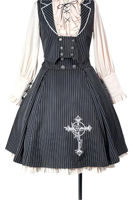 King's College Lolita Prince Ruffle Shirt + Cape + Vest + Shorts + Skirt