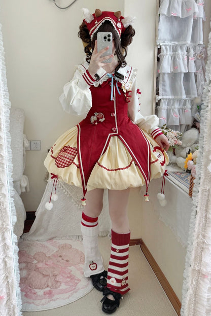 Fairy Tale Little Sheep Apple Balloon Clown Dress Suit + Accessories