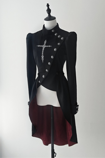 【9月28日予約締切】Prince-Style Gothic Cross Embroidered Coat Jacket With Train