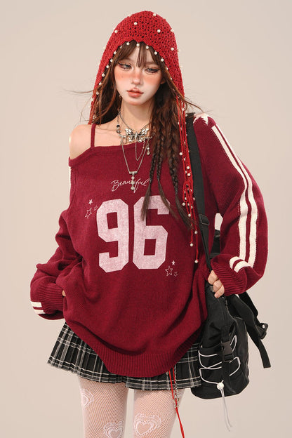 Over -size Slanted shoulder sweatshirt