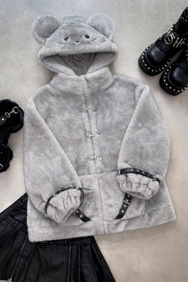 [Reservations] Punk Star Mouse Ear Hoodie Plush Fur Coat