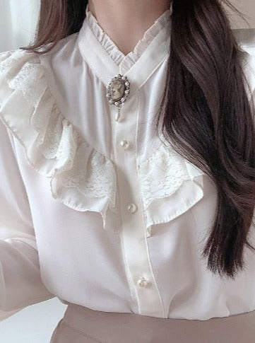 Elegant stand neck blouse