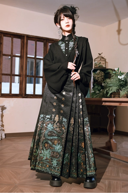 2 new products 81% off "Shengqing" new Chinese brocade horse face skirt women's design sense national style black snake print