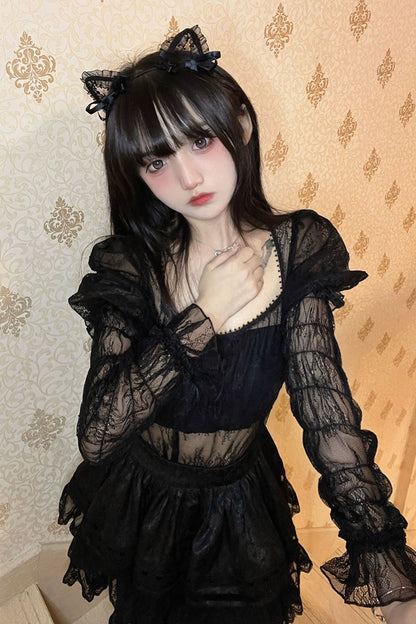 レーススクエアカラーロリータインナートップス