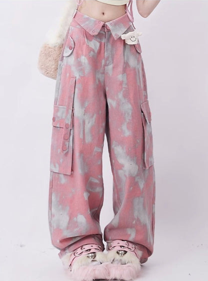 Street Flap Design Pants [Tie-dye Camouflage