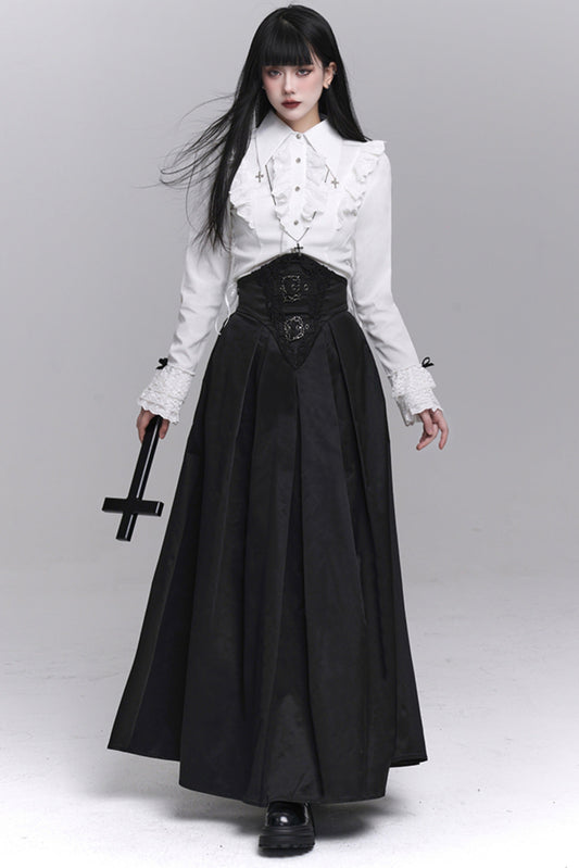 Gothic style subculture top + long skirt