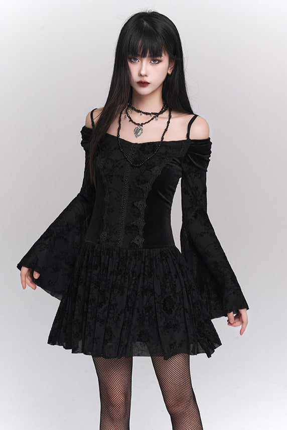 Wrap Sleeve Off Shoulder Mode Dress