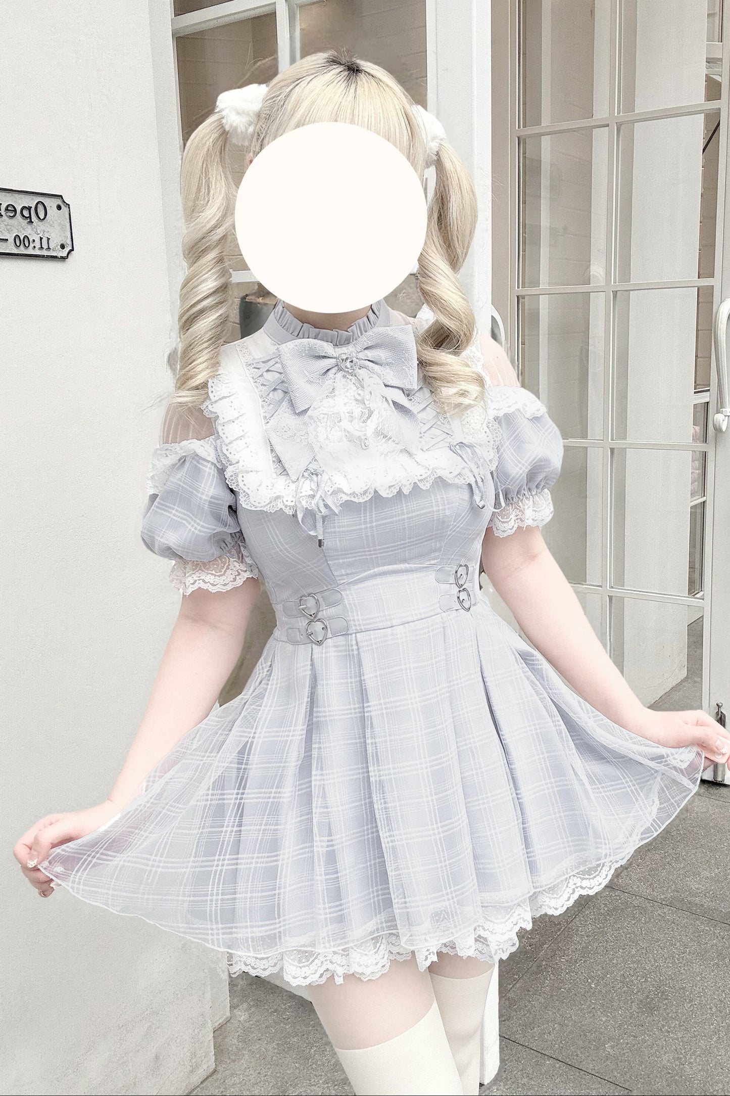 【予約商品】エンジェルグレーブルーチェックワンピース