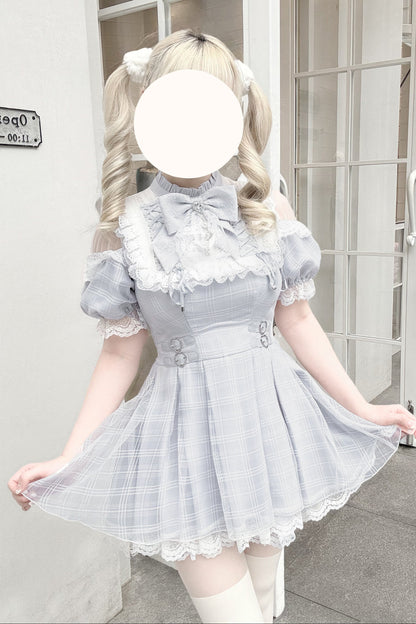 【予約商品】エンジェルグレーブルーチェックワンピース