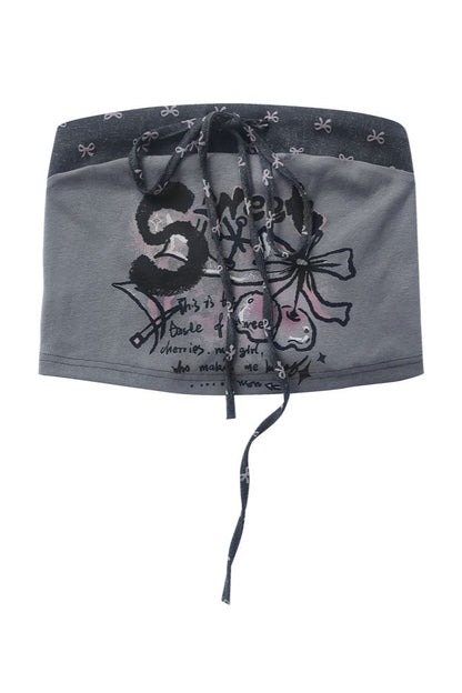 Splicing Small Print Tube Top