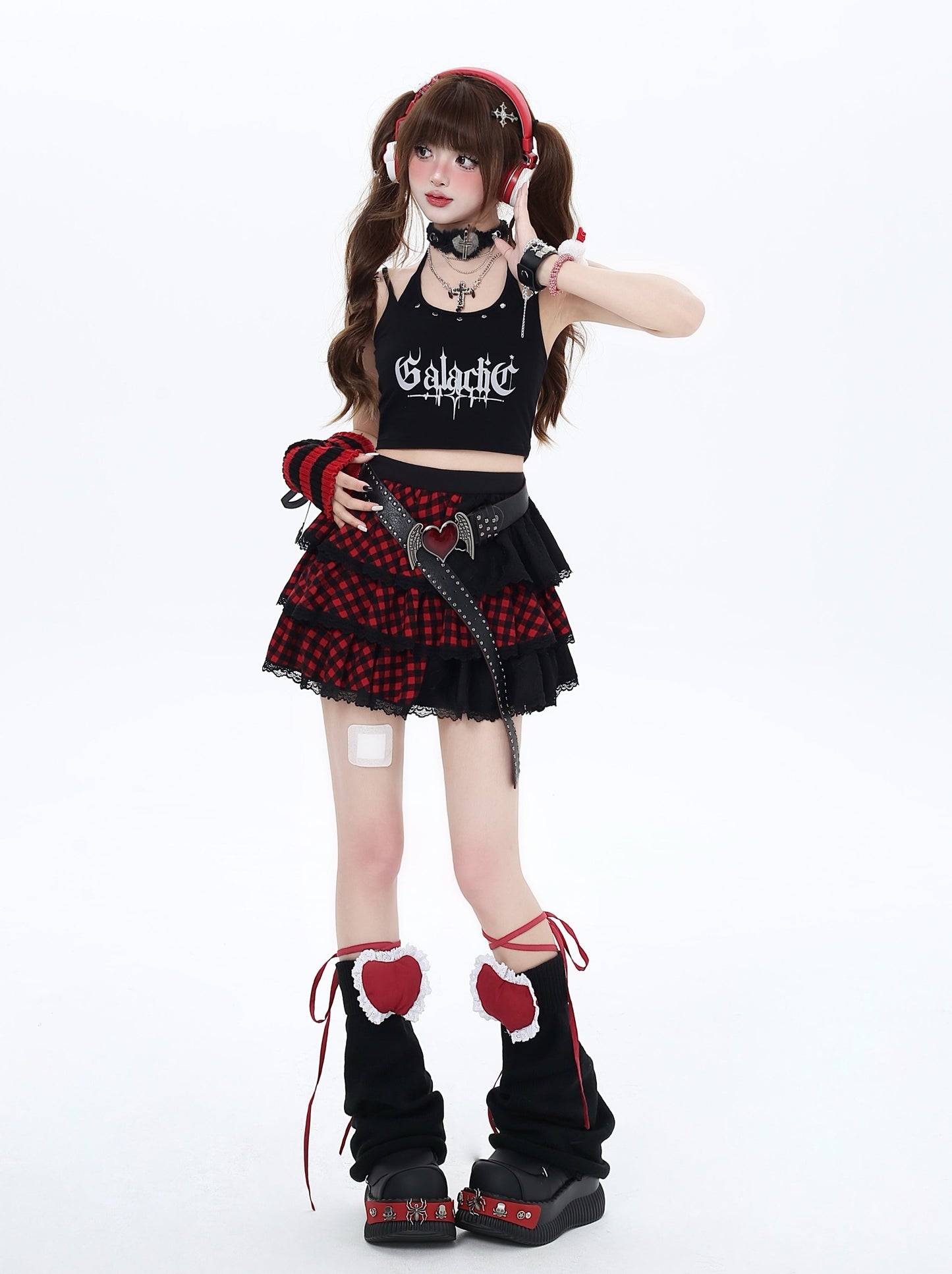 Crazy Girl Sweet Cool Subculture Check Skirt