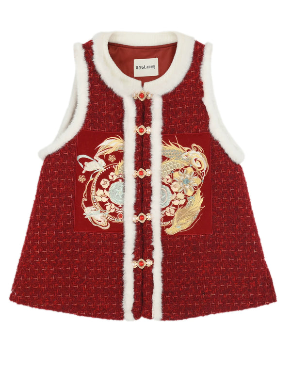 Chinese Design Fur Vest + Skirt