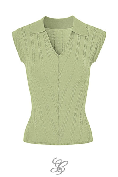 Polo Neck Sleeveless Top