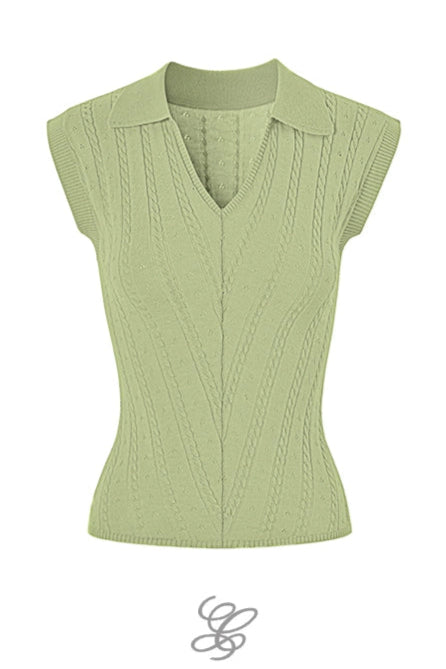 Polo Neck Sleeveless Top