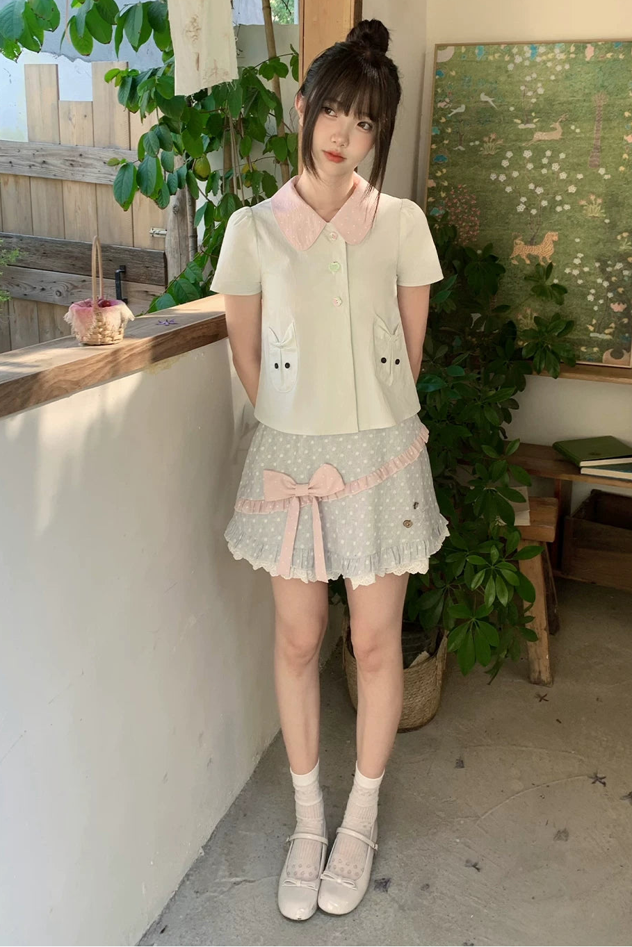 Green Apple Polka Dot Top + Skirt