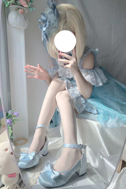 レースアップリボンバレエロリータシューズ