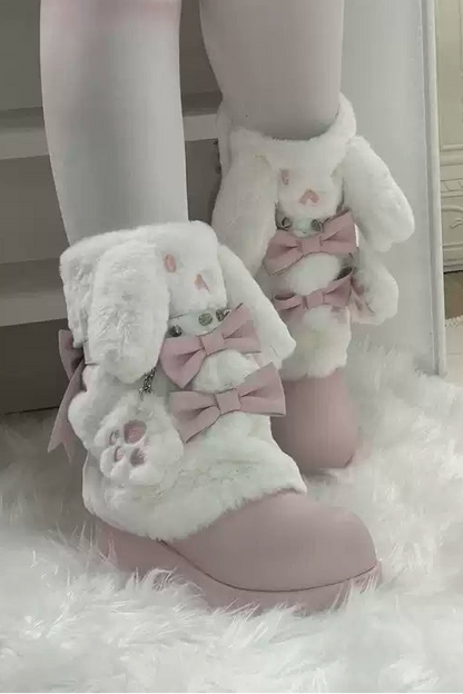 うさ耳ファーリボン厚底ブーツ