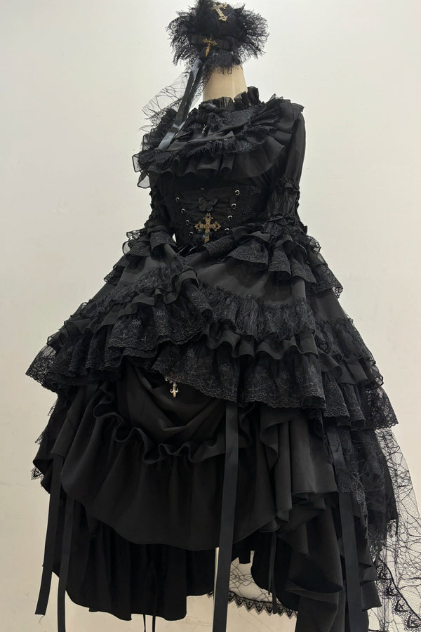 Gothic Super Gorgeous Zizi Sleeve Lolita Shirt + Ruffled Skirt + Hat