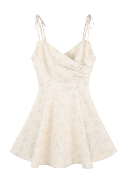 Vestido francés con cuello halter y escote en V + Camisa + Cárdigan
