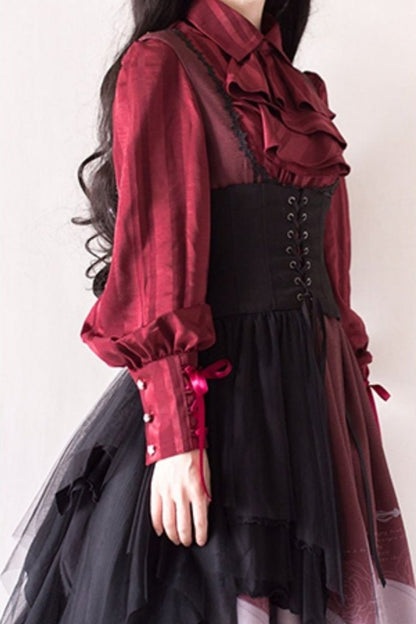 [September 30 reservation deadline] Elegant Gothic Print Lace Suspender Dress