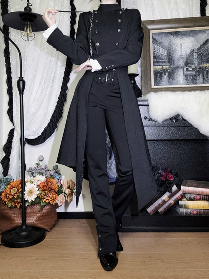 【12月29日予約締切】エターナルナイトプリンスダブルブレストゴシックロングテールコート＋ショルダーチェーンアクセサリー