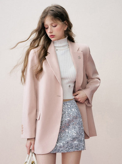 스위트 핑크 오버 프렌치 재킷