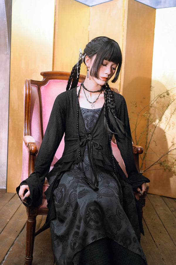 Dreams Chiffon Sleeve Dress + Short Cardigan