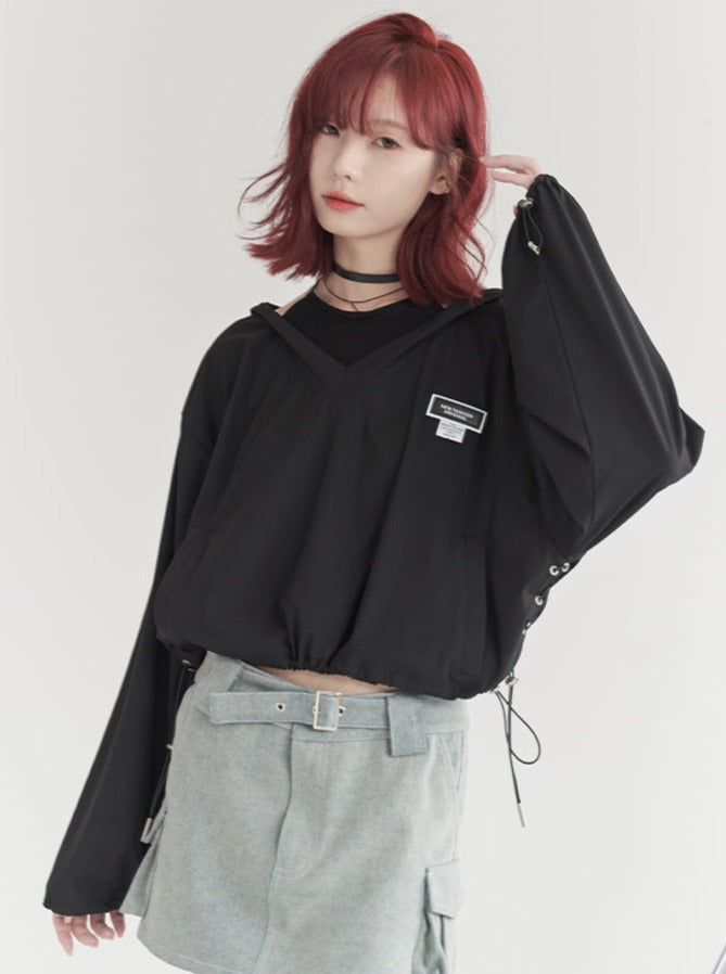 two-piece short hooded top