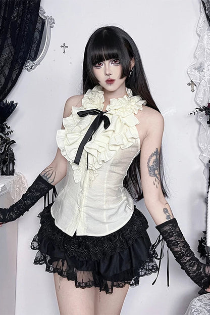 フリルパレスレースノースリーブトップス