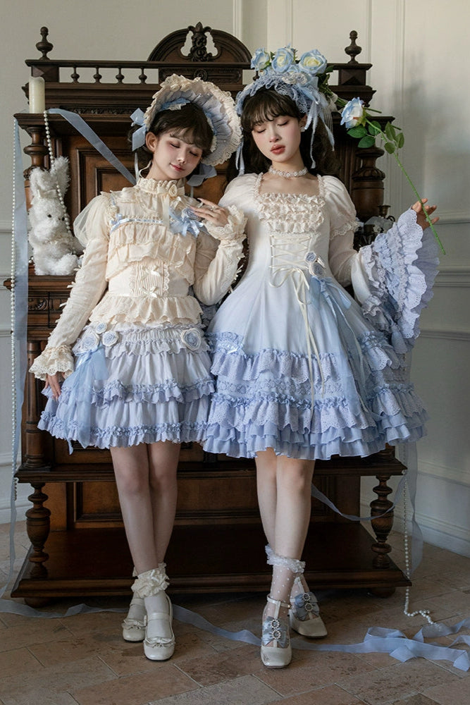 [Reservation Product] Frilled Gradient Princess Lolita Dress Set