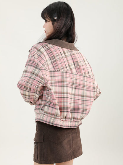 Lapel Sweet Retro Check Jacket