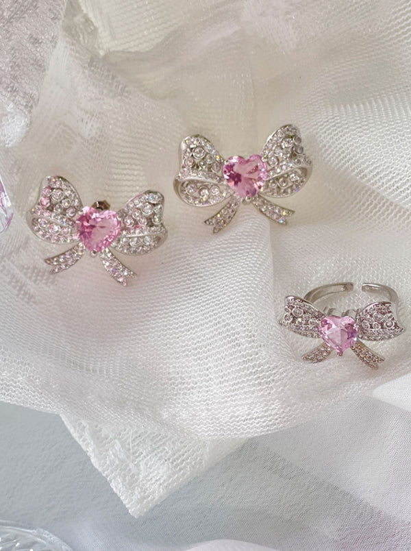 レースガールシルバーリボンピアス＋リング