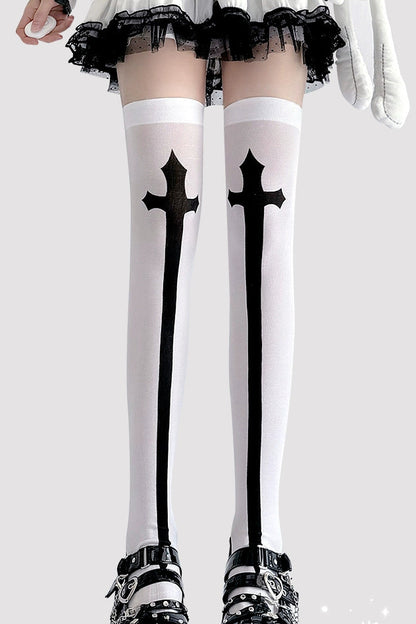 cross knee-high socks
