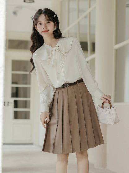 French Retro Chic Ruffle Chiffon Shirt