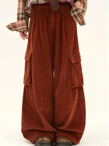 Retro Corduroy Straight Mop Pants