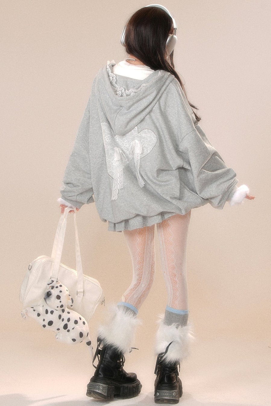 レースフーディースウェットシャツジャケット