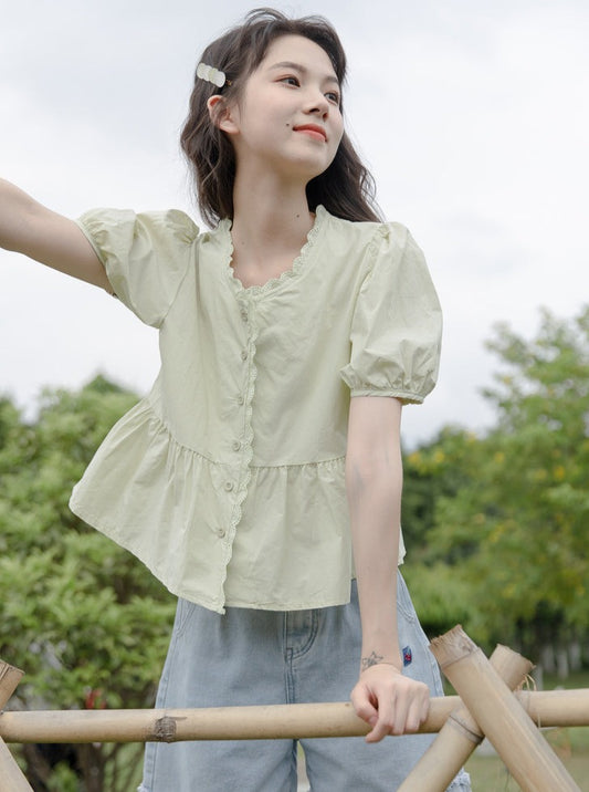 レトロレースサマーシャツ