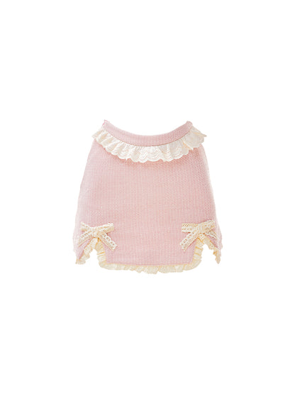Ruffle vest + top + slit ribbon skirt